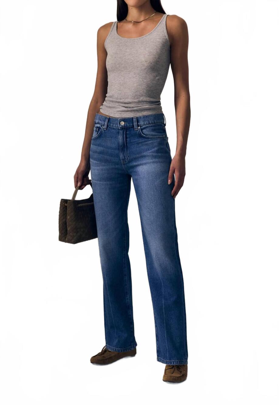NEW LE JEAN women's mid 90's straight jean in north star